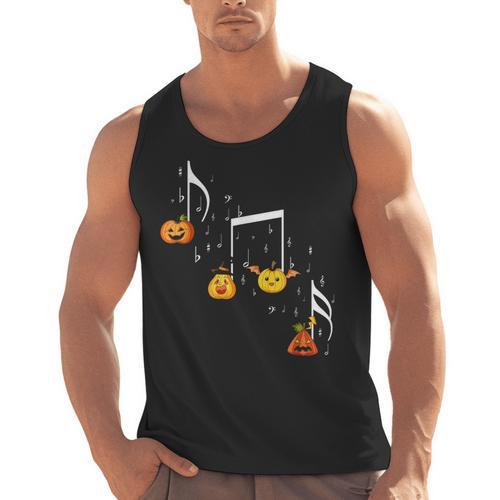 Music Note Pumpkin Fall Music Teacher Halloween Costume Men Tank Top - teacherstshirts.com UK