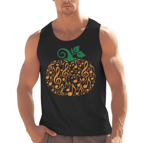 Music Notes Pumpkin Music Teacher Halloween Men Tank Top - teacherstshirts.com