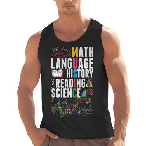 Music Teacher Music Math Language History Reading Science Men Tank Top - teacherstshirts.com AU