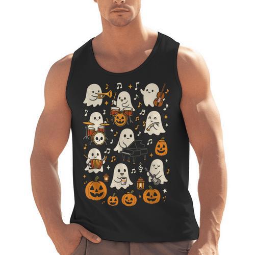 Music Teacher Orchestra Shirt Spooky Halloween Ghost Band Men Tank Top - teacherstshirts.com AU