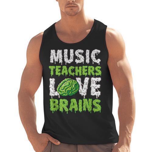 Music Teachers Love Brains Cute Teaching Halloween Men Tank Top - teacherstshirts.com