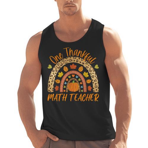 One Thankful Math Teacher Thanksgiving Autumn Fall Rainbow Men Tank Top - teacherstshirts.com AU