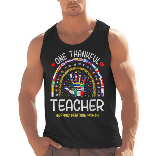 One Thankful Teacher Hispanic Heritage Month Countries Flags Men Tank Top - teacherstshirts.com