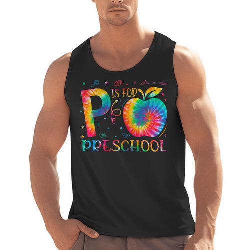 P Is For Preschool Tie Dye Back To School Teacher Men Women Girls Kids Men Tank Top - teacherstshirts.com
