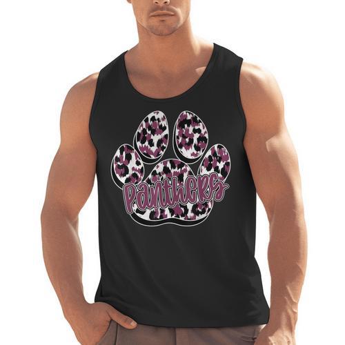 Panthers Paw Print Leopard Maroon Panther Pride Teacher Men Tank Top - teacherstshirts.com