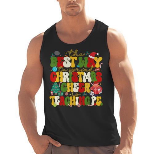 PE Teacher Christmas Holiday Men Tank Top - teacherstshirts.com