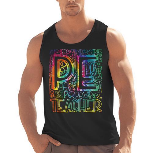 PE Teacher Phys Ed Tie Dye Physical Education Appreciation Men Tank Top - teacherstshirts.com DE