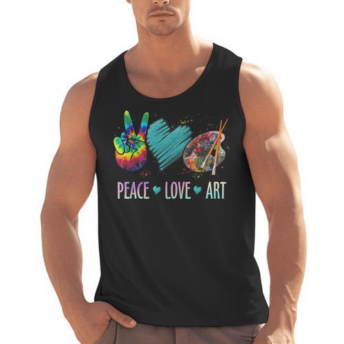 Peace Love Art Painting Palette Art Teacher Men Tank Top - teacherstshirts.com CA
