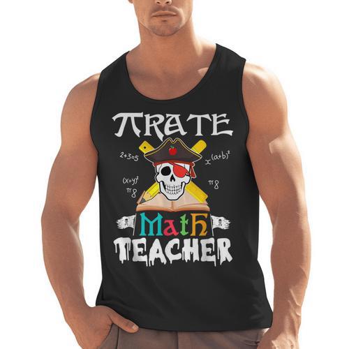 Pirate Math Teacher Skull Pirate Halloween Costume Men Tank Top - teacherstshirts.com DE