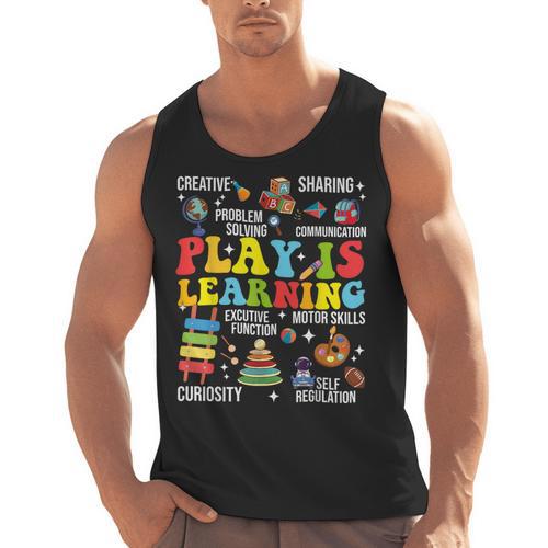 Play Is Learning Kindergarten Preschool Teacher Appreciation Men Tank Top - teacherstshirts.com AU