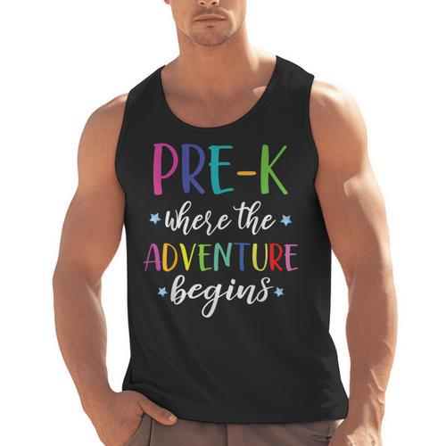 Pre-K Teacher Adventure Begins First Day Preschool Teachers Men Tank Top - teacherstshirts.com UK