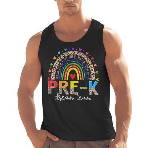 PreK Dream Team Leopard Rainbow Teacher Squad Back To School Men Tank Top - teacherstshirts.com AU