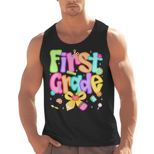 Preppy First Grade Back To School 1st Grade Teacher Girl Kid Men Tank Top - teacherstshirts.com AU