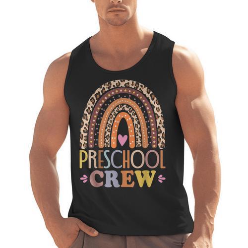 Preschool Crew Cute Leopard Rainbow Back To School Teachers Men Tank Top - teacherstshirts.com AU