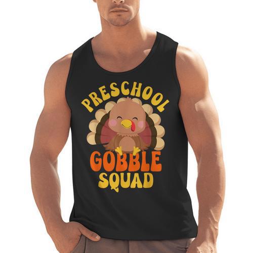 Preschool Gobble Squad Cute Turkey Thanksgiving Teacher Men Tank Top - teacherstshirts.com