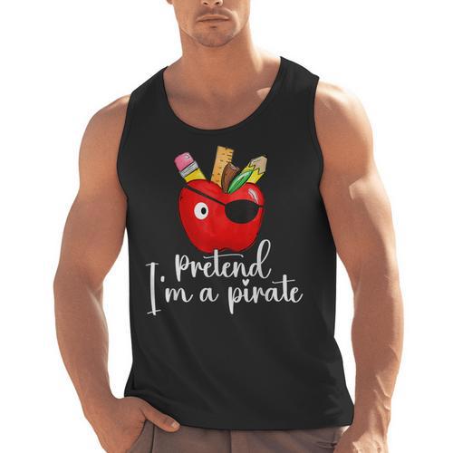 Pretend I'm A Pirate Teacher Apple Talk Like A Pirate Day Men Women Kids Men Tank Top - teacherstshirts.com AU