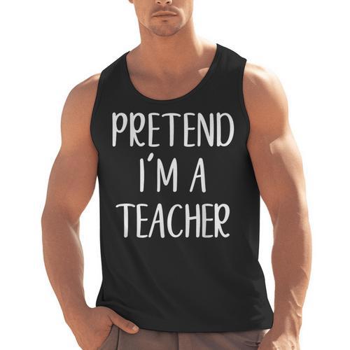 Pretend I'm A Teacher Costume Halloween Easy Adult Kid Men Tank Top - teacherstshirts.com DE
