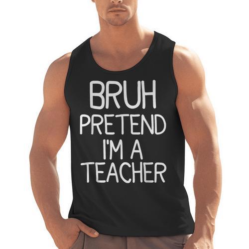 Pretend I'm A Teacher Halloween Costume Men Tank Top - teacherstshirts.com CA