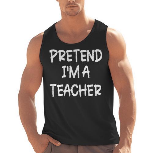 Pretend I'm a Teacher Lazy Last Minute Halloween Costume Men Tank Top - teacherstshirts.com AU