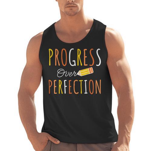 Progress Over Perfection Teacher Pencil Back-To-School Men Tank Top - teacherstshirts.com