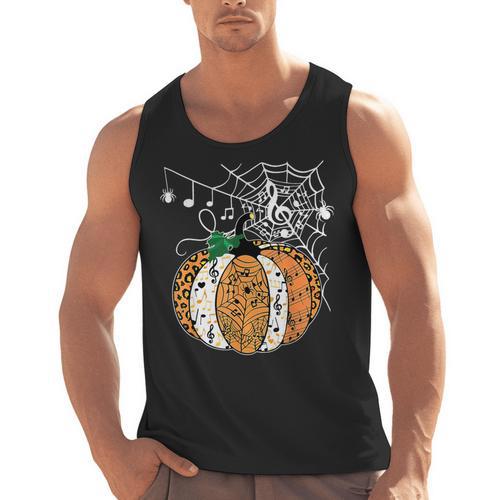 Pumpkin Music Teacher Halloween Fall Music Notes Autumn Men Tank Top - teacherstshirts.com DE