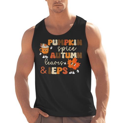 Pumpkin Spice Autumn Leaves IEPS Sped Teacher Fall Men Tank Top - teacherstshirts.com UK