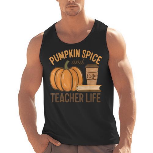 Pumpkin Spice And Teacher Life Halloween Teacher Men Tank Top - teacherstshirts.com