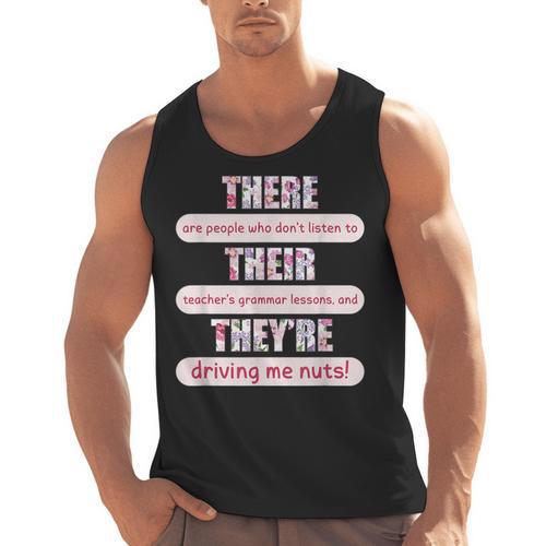 There Their They'Re Teacher English Grammar Police Men Tank Top - teacherstshirts.com UK