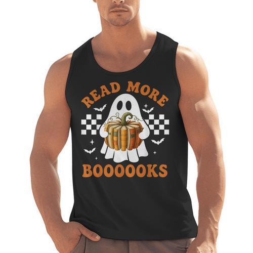 Read More Books Halloween Retro Pumpkin Reading Fall Teacher Men Tank Top - teacherstshirts.com UK