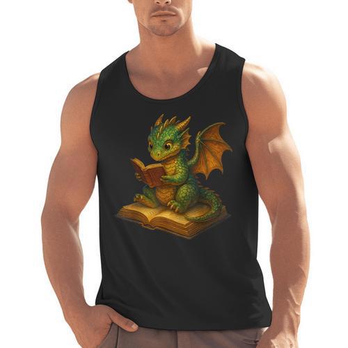 Reading Dragon Shirt For Bookish Teacher Librarian Bookworm Men Tank Top - teacherstshirts.com AU