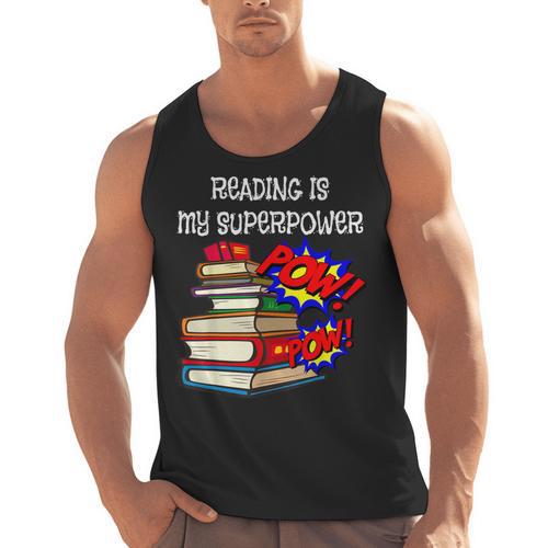 Reading Is My Super Power Superhero Best English Teacher Men Tank Top - teacherstshirts.com UK