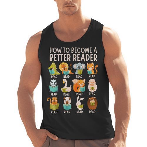 Reading Teacher How To Become a Better Reader Book Lover Fun Men Tank Top - teacherstshirts.com