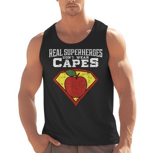 Real Superheroes Don't Wear Capes Teacher Shirt Teaching Te Men Tank Top - teacherstshirts.com AU
