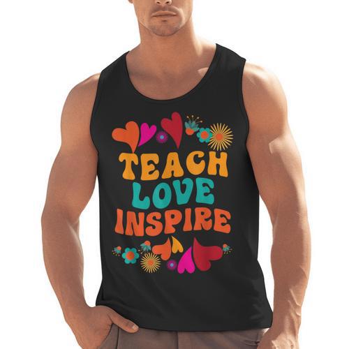 Retro Teach Love Inspire Back To School Teachers Men Tank Top - teacherstshirts.com UK