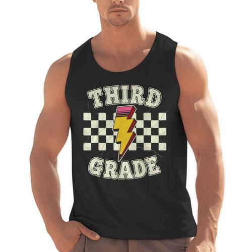 Retro Third Grade Teacher Lightning Bolt Pencil Teacher Kids Men Tank Top - teacherstshirts.com