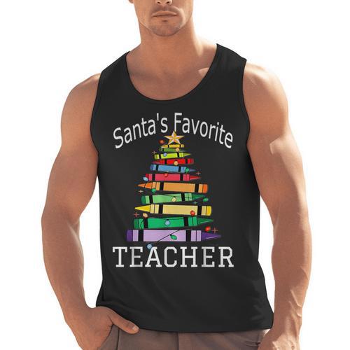 Santa's Favorite Teacher Idea For Christmas Teachers Men Tank Top - teacherstshirts.com AU