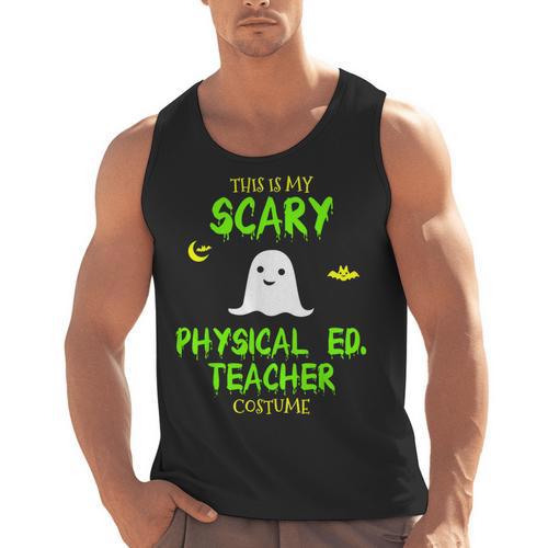 Scary Physical Education Ed Teacher Costume Halloween Easy Men Tank Top - teacherstshirts.com AU