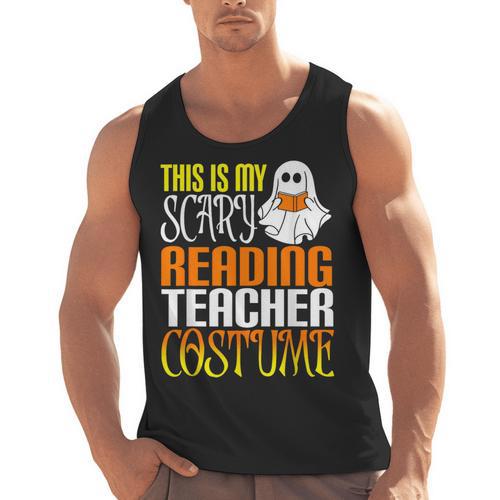 This Is My Scary Reading Teacher Costume Halloween School Men Tank Top - teacherstshirts.com UK