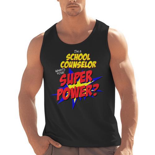 School Counselor Teacher Superhero Superpower Comic Book Men Tank Top - teacherstshirts.com