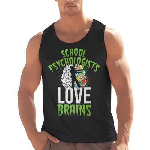 School Psychologists Love Brains Halloween Teacher Counselor Men Tank Top - teacherstshirts.com CA