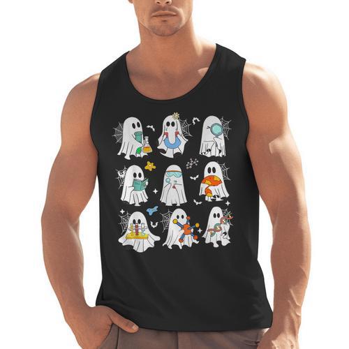 Science Teacher Ghost Laboratory Halloween Teacher Men Tank Top - teacherstshirts.com UK