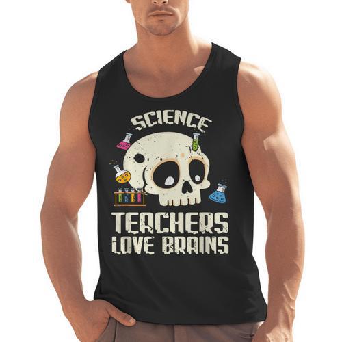 Science Teachers Love Brains Teachers Halloween Men Tank Top - teacherstshirts.com CA