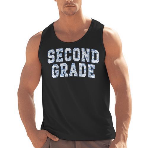 Second Grade Floral Blue Back To School 2nd Grade Teacher Men Tank Top - teacherstshirts.com