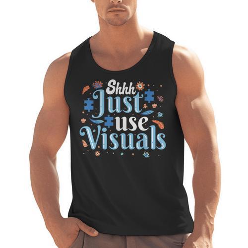 Shhh Just Use Visuals SPED Special Education Teacher Men Women Men Tank Top - teacherstshirts.com AU