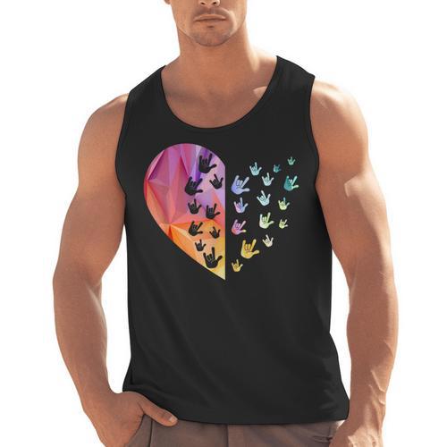 Sign Language Heart ASL For Deaf Teacher Men Tank Top - teacherstshirts.com AU