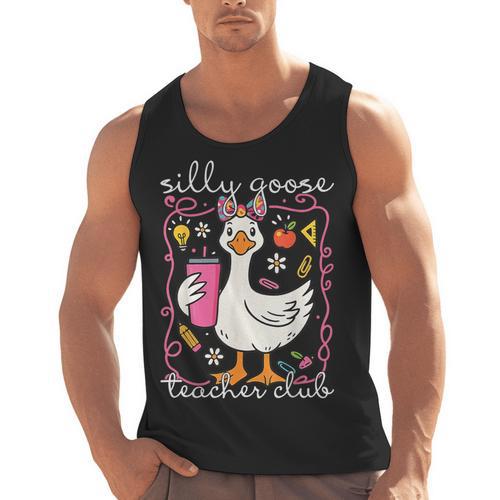 Silly Goose Teacher Club Animal Lover Groovy Teacher Men Tank Top - teacherstshirts.com AU