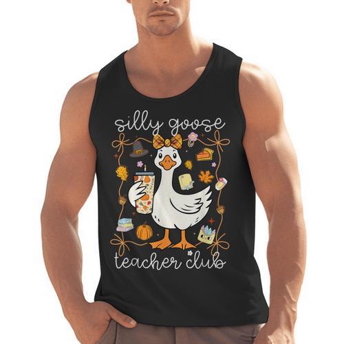 Silly Goose Teachers Club Cozy Fall Teacher Men Tank Top - teacherstshirts.com UK