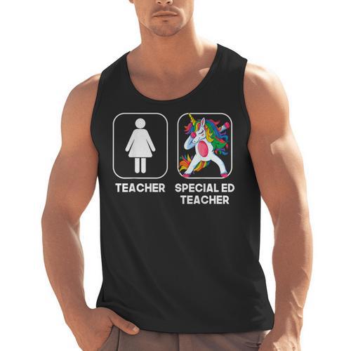 Special Ed Teacher Dabbing Unicorn Teacher Women Men Tank Top - teacherstshirts.com UK