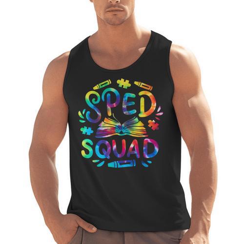 Special Education Teacher Sped Squad SPED Teacher Tie Dye Men Tank Top - teacherstshirts.com AU