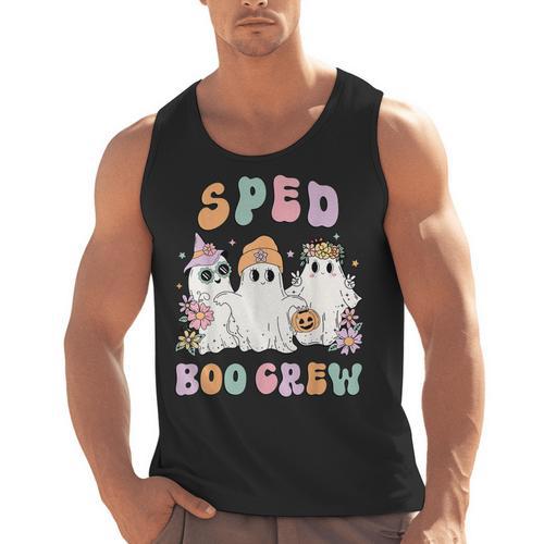 SPED Boo Crew Halloween Floral Ghost Special Ed SPED Teacher For Men Women Kids Men Tank Top - teacherstshirts.com